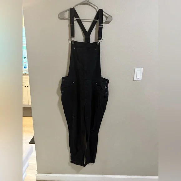JustFab Black Denim Overalls Women’s Size 33 - Picture 1 of 7